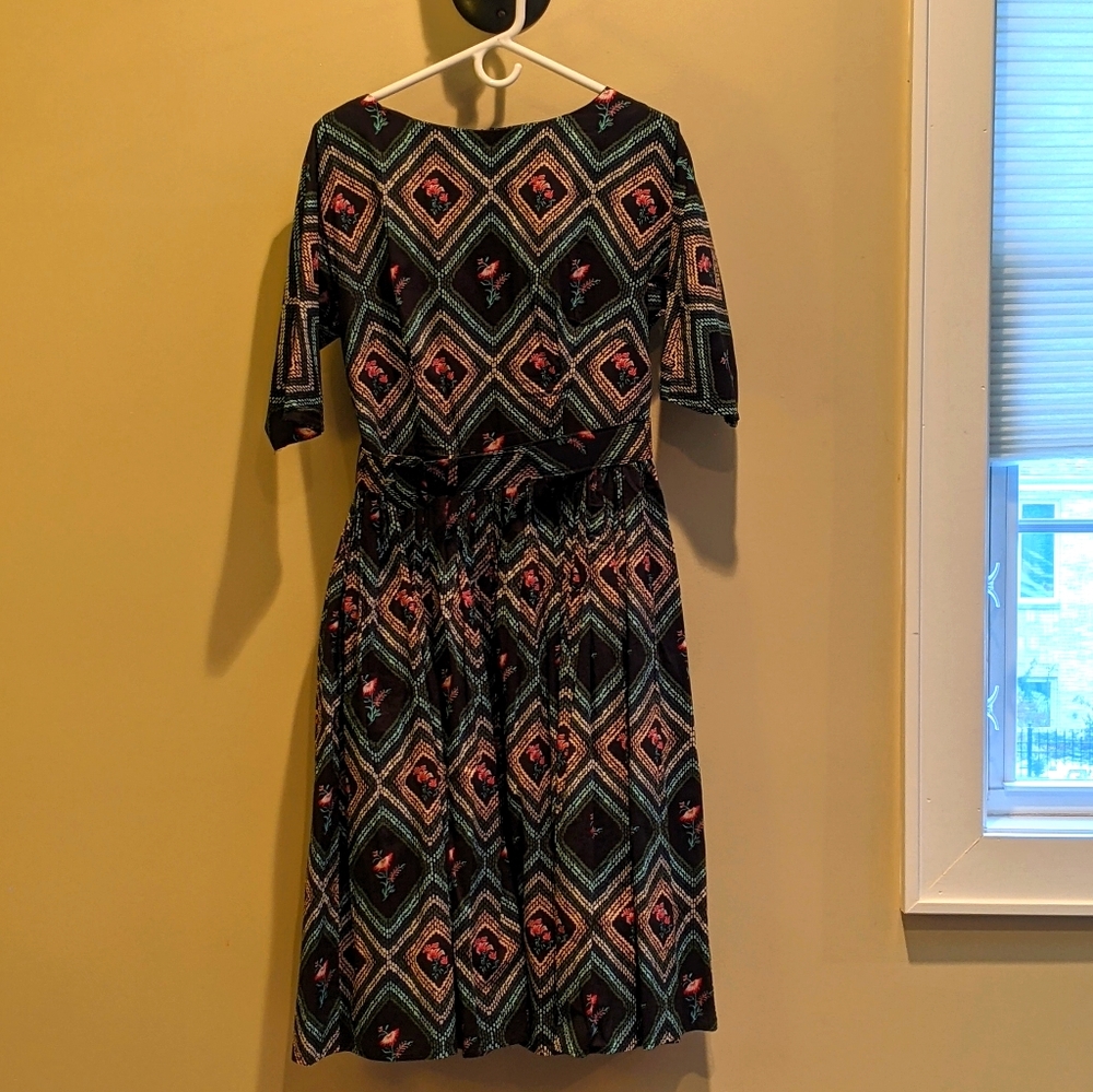 Black and green diamond swing dress